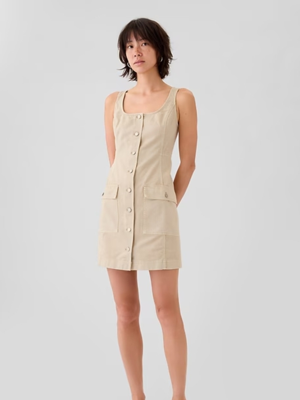 GAP Utility Button Denim Dress Small Tall